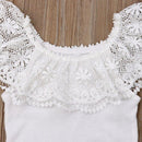 Conjunto 2 Peças Ciganinha Rendada Shorts Floral  - Tamanhos de 0 a 4 anos