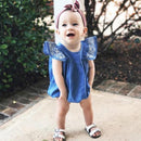 Body Jeans Manga Bordada - Tamanhos de 3 meses a 3 anos