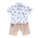 Conjunto Camisa Colar Mandarim Folhas - Tamanhos de 0 a 4 anos